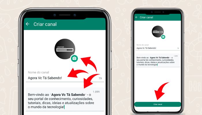 tela de configuração de canal whatsapp